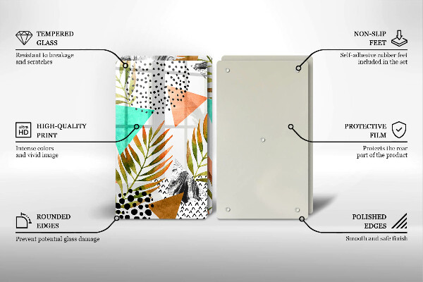 Sklo za varnou desku Boho listy vzor