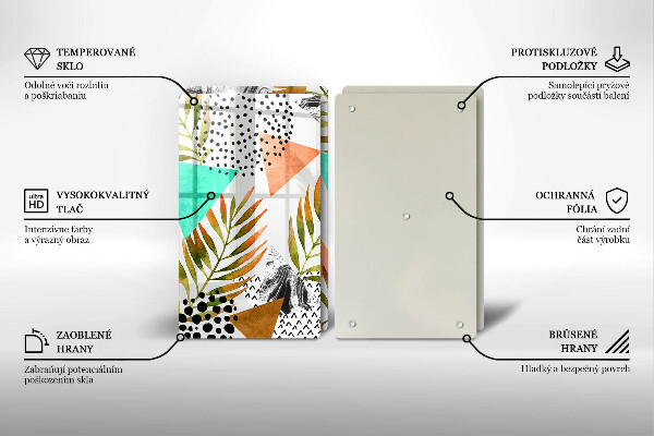 Sklo za varnou desku Boho listy vzor