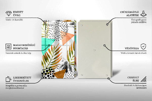 Sklo za varnou desku Boho listy vzor