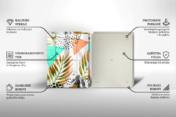 Sklo za varnou desku Boho listy vzor