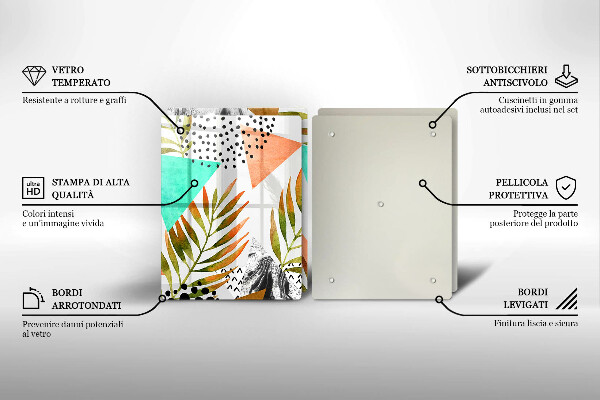 Sklo za varnou desku Boho listy vzor