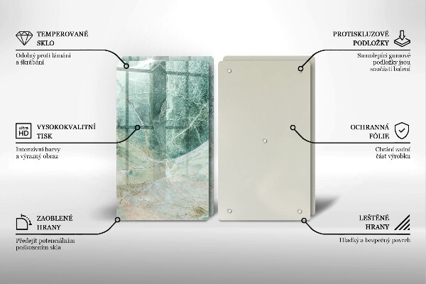 Skleněná deska za sporák Kamenná struktura