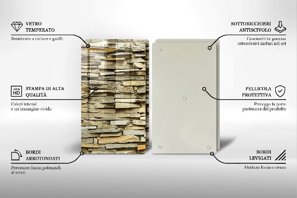 Skleněná deska za sporák Dekorativní kameny