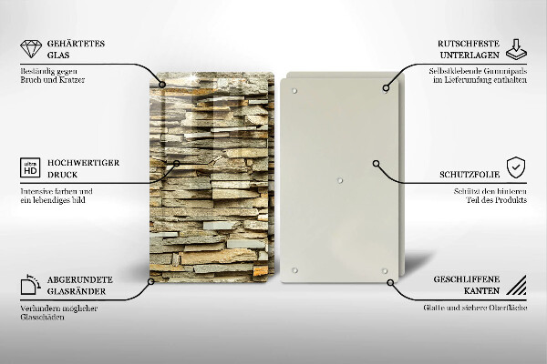 Skleněná deska za sporák Dekorativní kameny