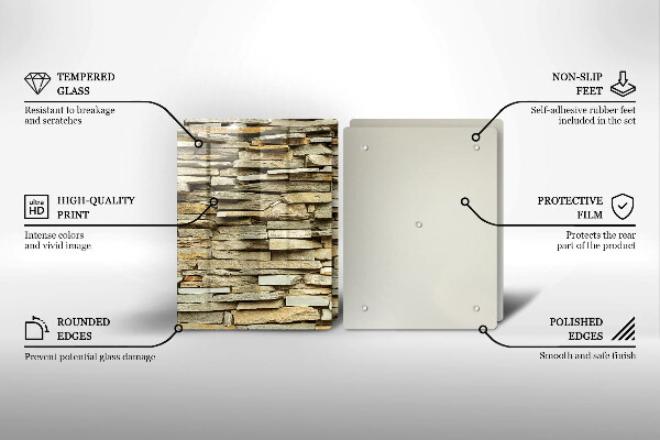 Skleněná deska za sporák Dekorativní kameny