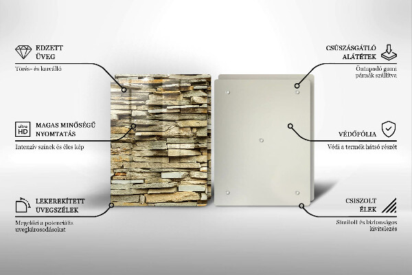 Skleněná deska za sporák Dekorativní kameny