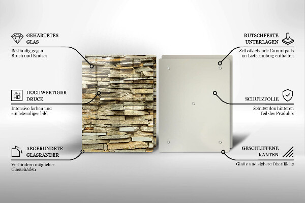 Skleněná deska za sporák Dekorativní kameny