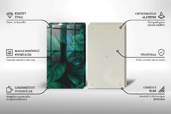 Sklo za varnou desku Listy džungle