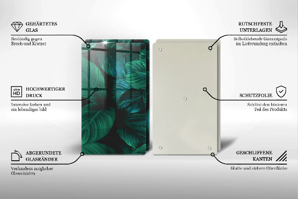 Sklo za varnou desku Listy džungle