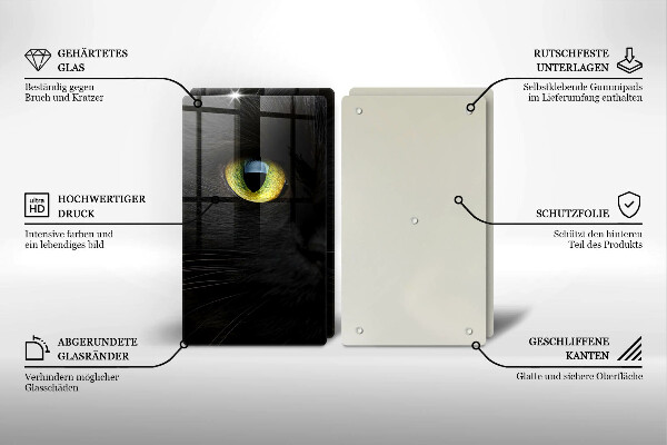 Skleněná deska za sporák Zvířecí kočičí oči