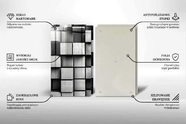 Skleněná deska za sporák Abstraktní 3d čtverce