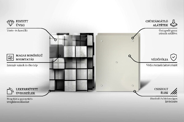 Skleněná deska za sporák Abstraktní 3d čtverce