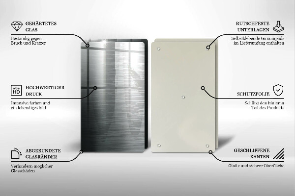 Skleněná deska za sporák Kovová textura