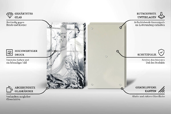 Skleněná deska za sporák Inkoustová abstrakce