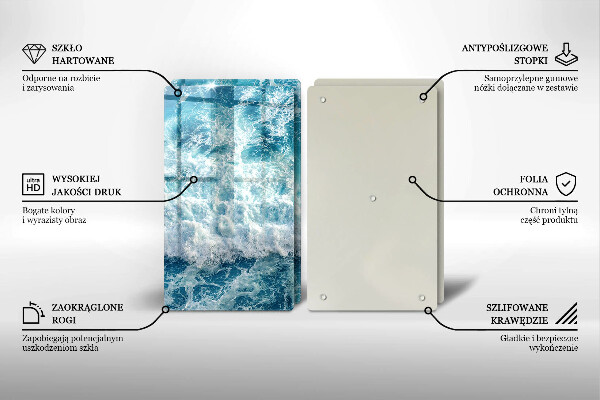 Skleněná deska za sporák Vlny mořské vody