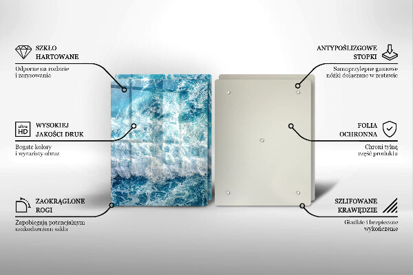 Skleněná deska za sporák Vlny mořské vody