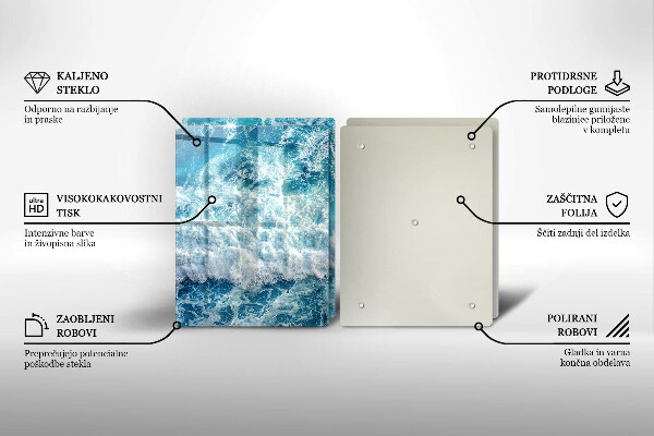 Skleněná deska za sporák Vlny mořské vody