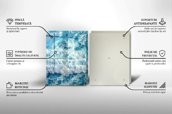 Skleněná deska za sporák Vlny mořské vody