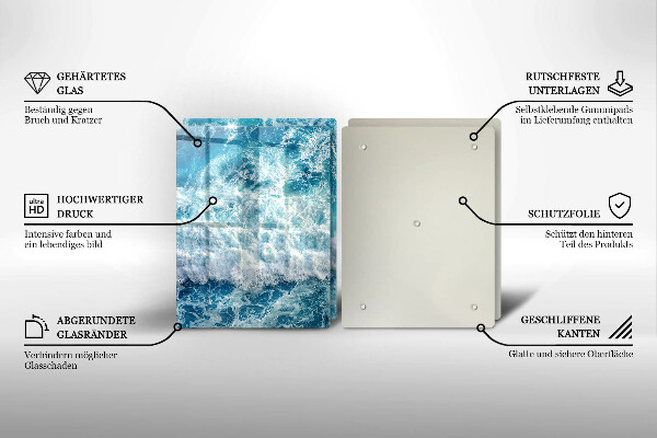 Skleněná deska za sporák Vlny mořské vody