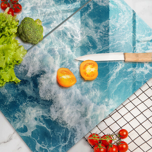 Skleněná deska za sporák Vlny mořské vody