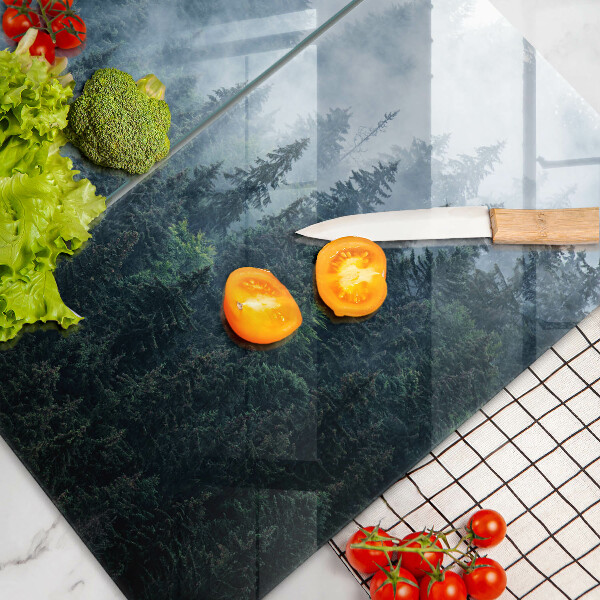 Sklo za varnou desku Lesní stromy a mlha