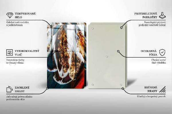 Skleněná deska za sporák Boho ptačí peří