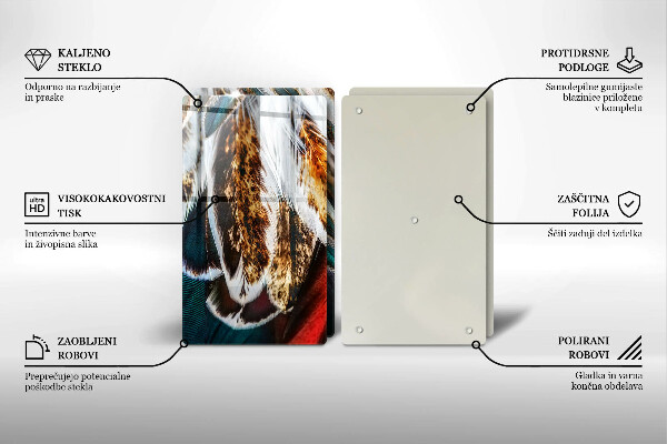 Skleněná deska za sporák Boho ptačí peří