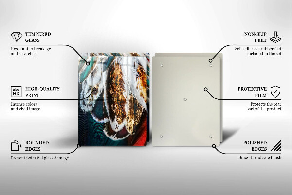 Skleněná deska za sporák Boho ptačí peří