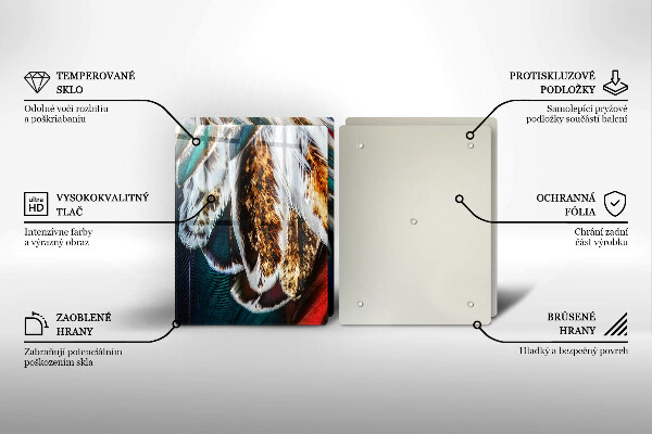 Skleněná deska za sporák Boho ptačí peří