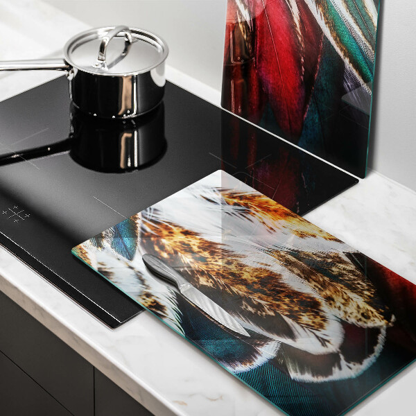 Skleněná deska za sporák Boho ptačí peří