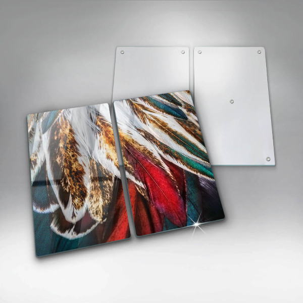 Skleněná deska za sporák Boho ptačí peří