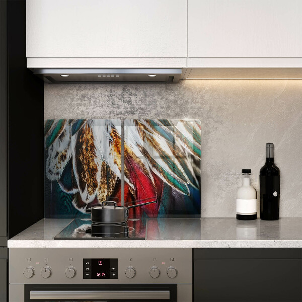 Skleněná deska za sporák Boho ptačí peří