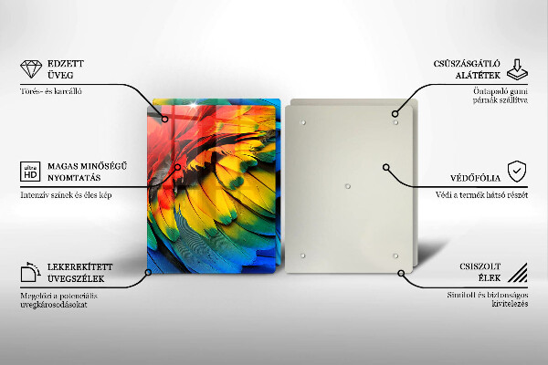 Sklo za varnou desku Barevné papouščí peří