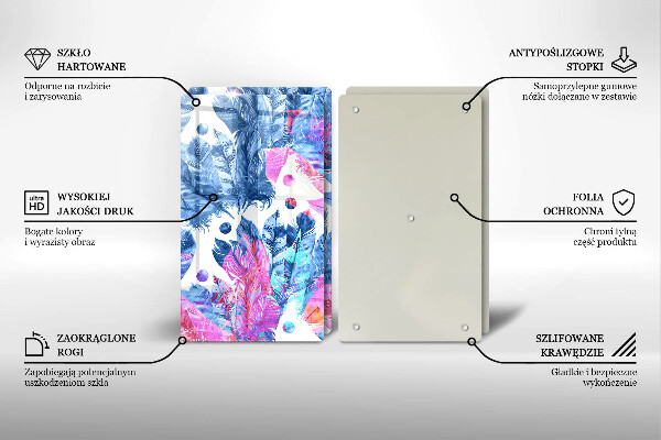 Sklo za varnou desku Peří boho ilustrace