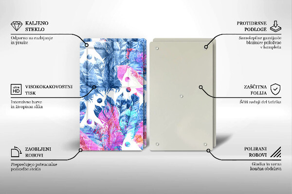 Sklo za varnou desku Peří boho ilustrace