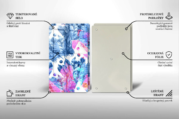 Sklo za varnou desku Peří boho ilustrace