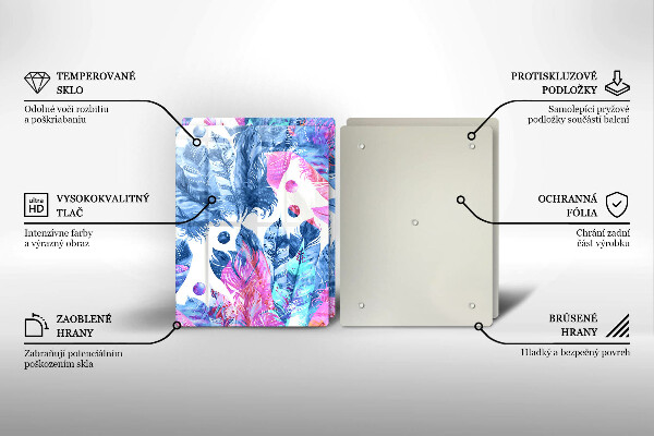 Sklo za varnou desku Peří boho ilustrace