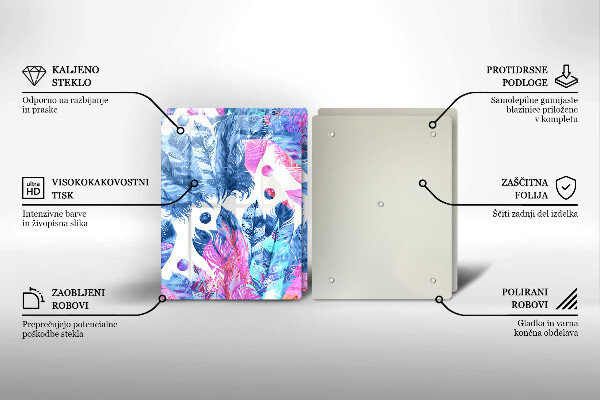 Sklo za varnou desku Peří boho ilustrace