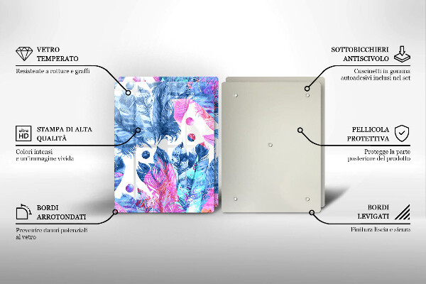 Sklo za varnou desku Peří boho ilustrace