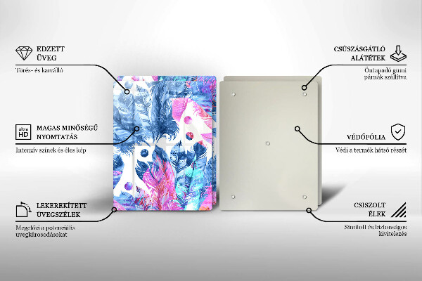 Sklo za varnou desku Peří boho ilustrace