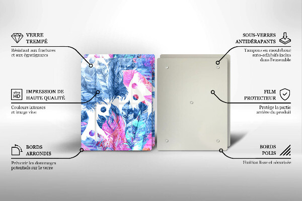 Sklo za varnou desku Peří boho ilustrace