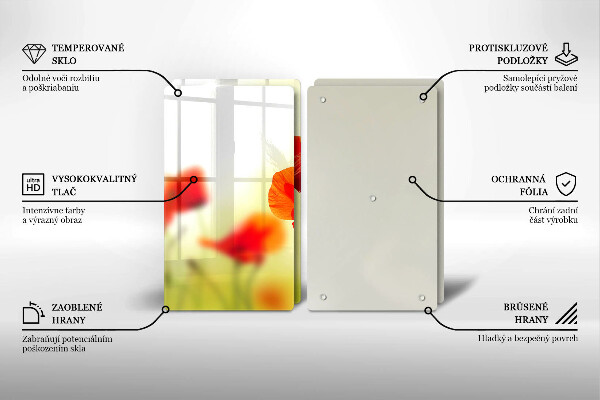 Skleněná deska za sporák Květy červeného máku