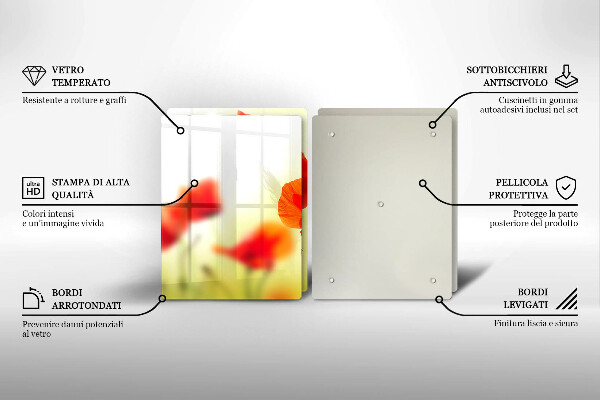 Skleněná deska za sporák Květy červeného máku