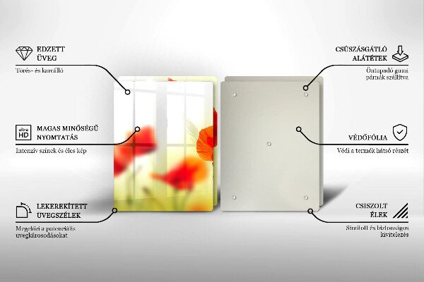 Skleněná deska za sporák Květy červeného máku