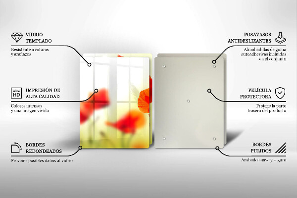 Skleněná deska za sporák Květy červeného máku