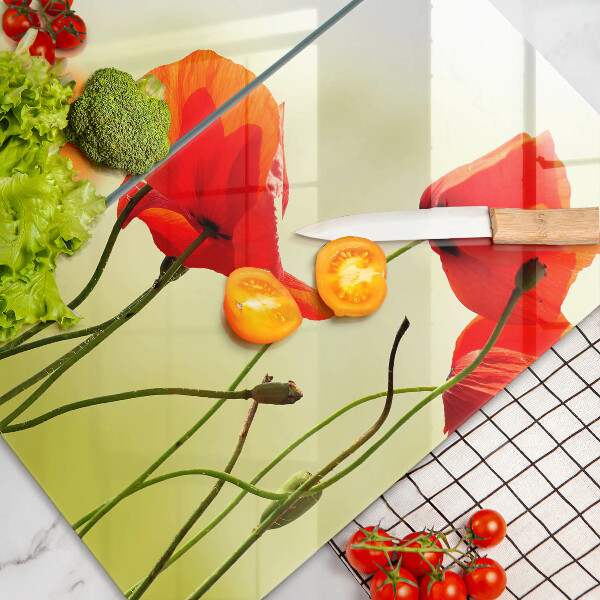 Skleněná deska za sporák Květy červeného máku