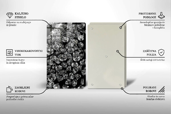 Skleněná deska za sporák Diamanty diamanty