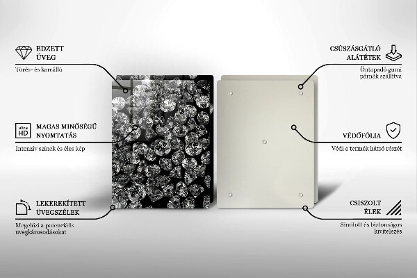 Skleněná deska za sporák Diamanty diamanty