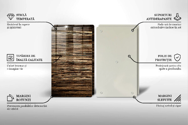 Skleněná deska za sporák Textura dřeva