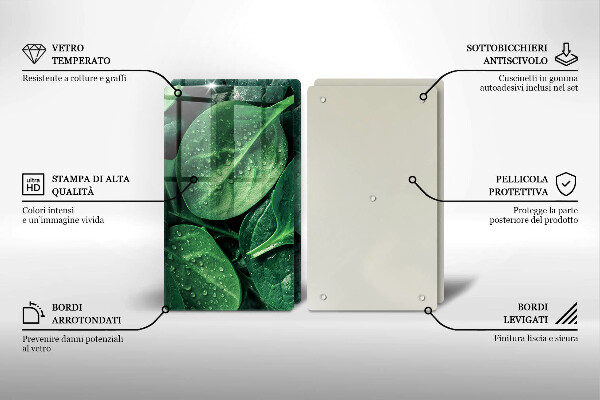 Skleněná deska za sporák Listy bazalky